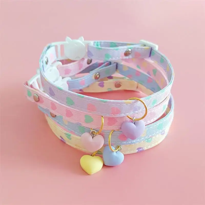 

Pet Adjustable Leads Buckle Puppy Popular Kitten Collar Printed Pattern Heart-Shaped Collars Decoration Pet Supplies Accessories