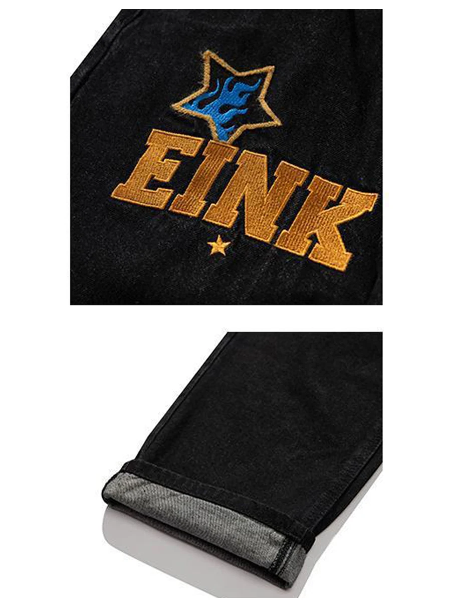 Four Seasons Men's Jeans Korean Letter Printed Trousers Street Washed Unisex Hip Hop Loose Straight Casual Pants ins Hot Sale