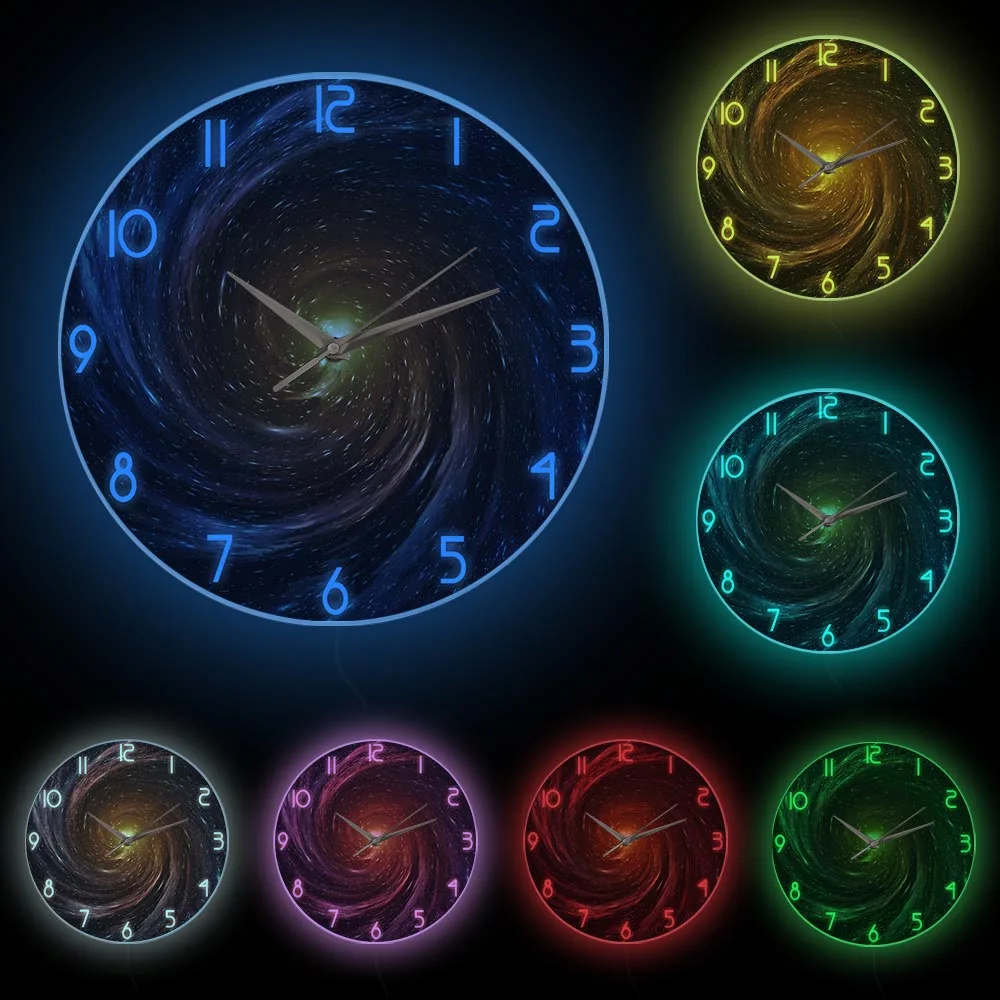 Настенные часы с черным отверстием в космосе современный дизайн астрономия