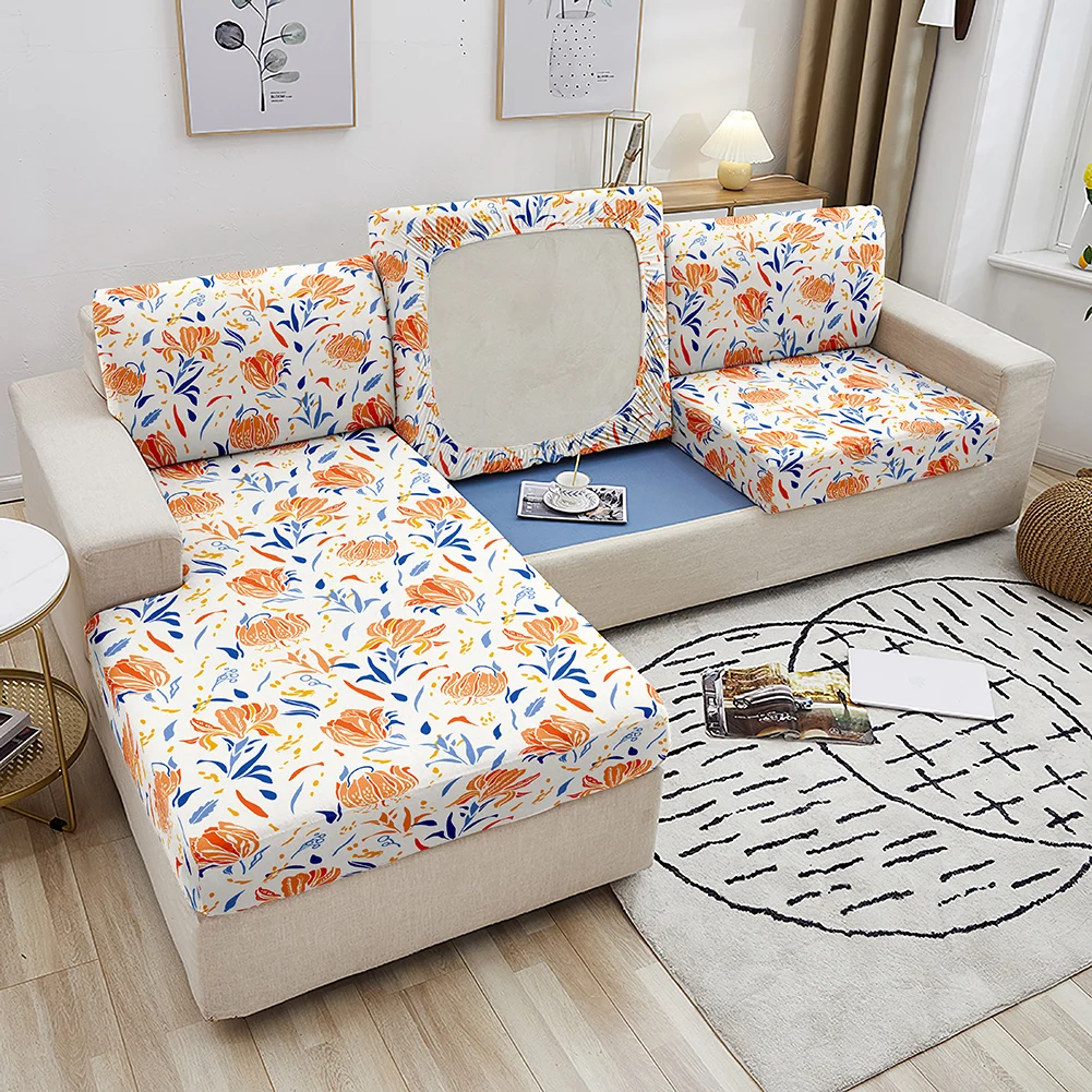 Чехол для дивана с принтом листьев эластичный чехол из спандекса в гостиную