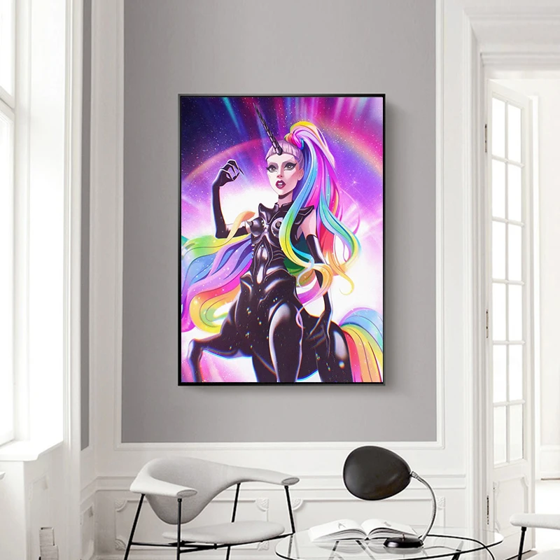 Современный стиль Леди Гага постер на день рождения холсте без рамы акварельные