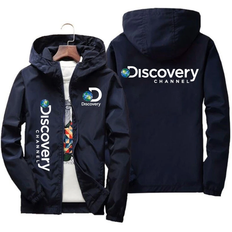 

Spring Discovery Channel Print Coats Mens Streetwear Fashion Men Cargo Jacket Survey Expedition Scholar Windbreaker