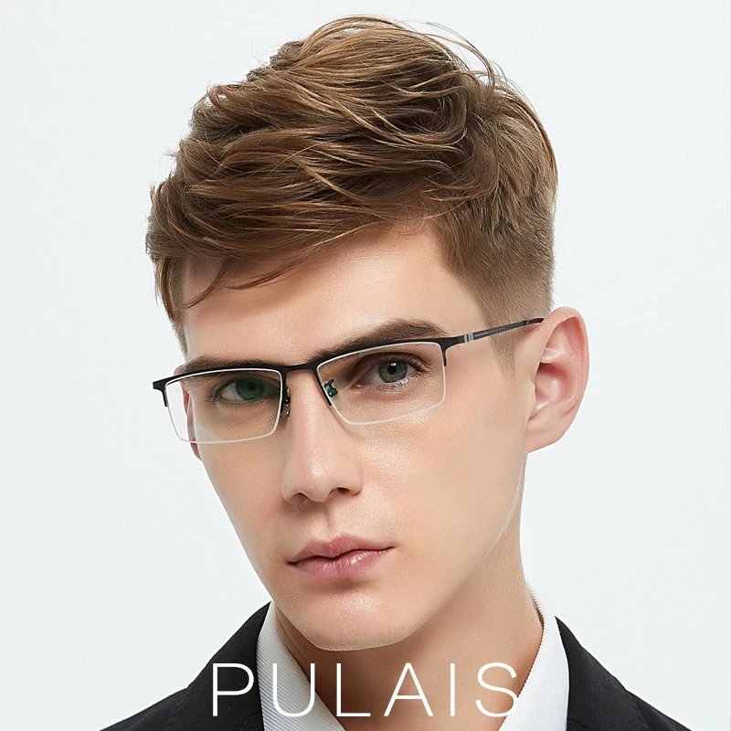 

Prescription Glasses Ultra Light Pure Titanium Half Frame Business Men's Online Matching Glasses Can Match Degree Eye Frame