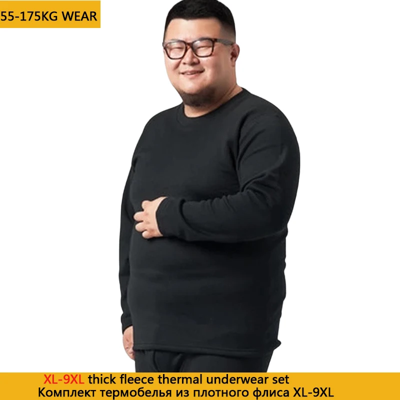 

Cotton Winter Fleece 6XL Pants Thick Thermal Black Suits Thermo 9XL Size 5XL XL Velvet Men Underwear Sets Warm Large 8XL Tights