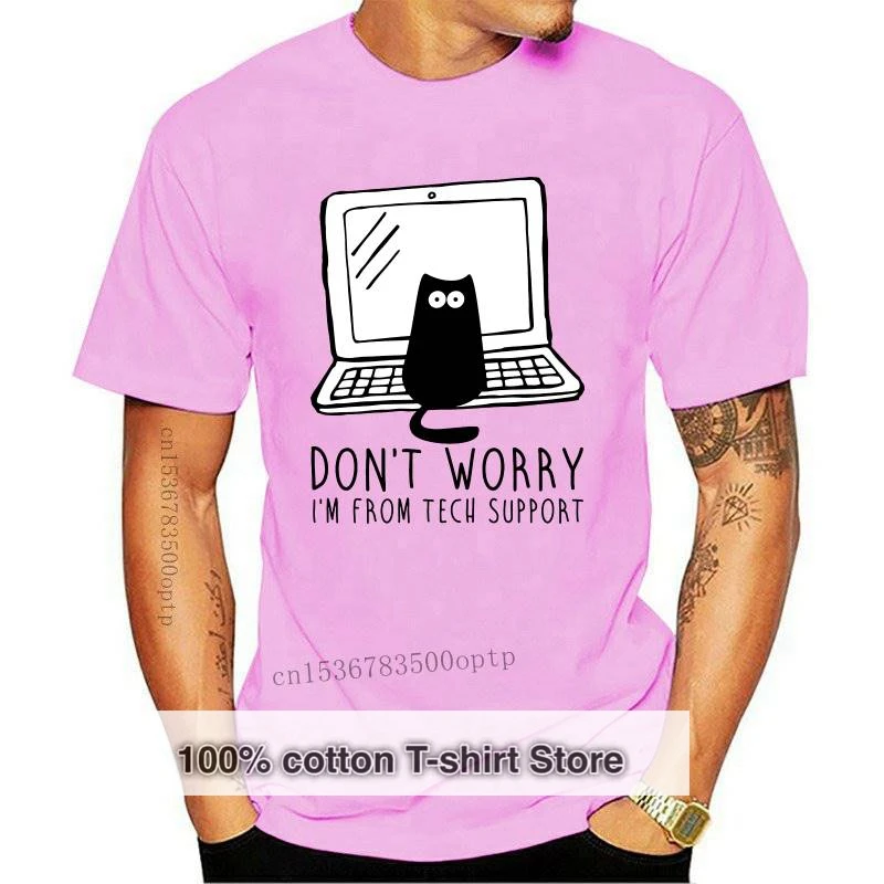 

New Computer Programs Cat Printed T-Shirt Tech Support 3D Funny Cats Tshirt Latest Cotton Tshirts Cat Software Programming Men