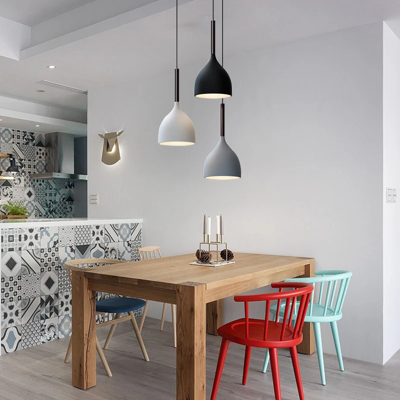 Современная черная люстра с одной головкой для спальни изголовья кровати