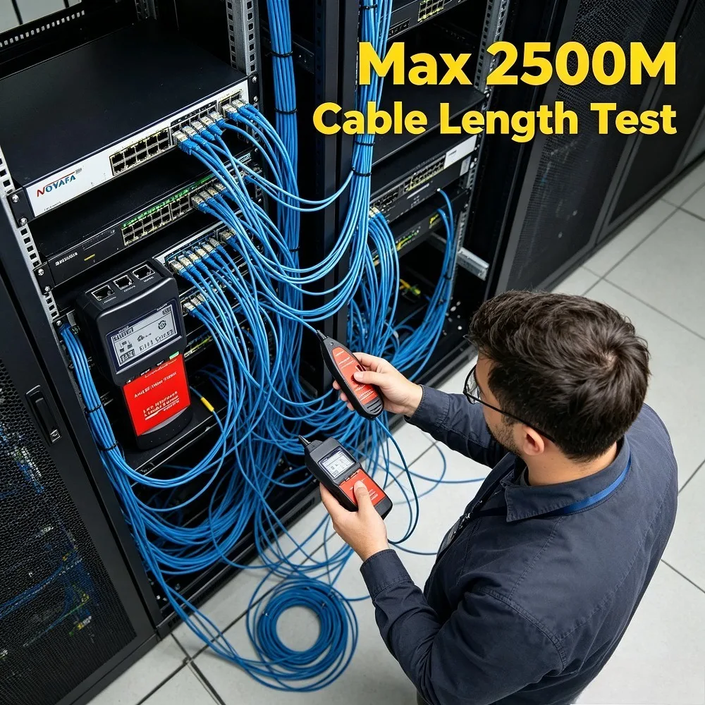 Фото Высококачественный тестер сетевых кабелей NOYAFA NF-8200 с ЖК-дисплеем, трассировщик проводов, детектор длины для RJ45, RJ11, линий LAN и телефонных линий №2