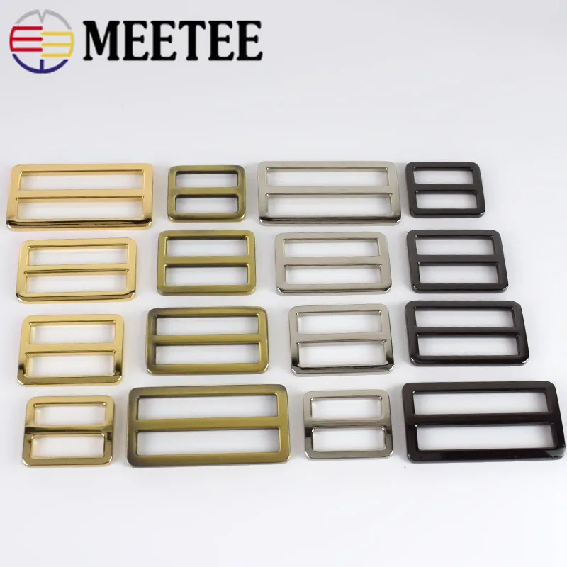 

20pcs Meetee 16/19/25/32/38/50mm Metal Buckle Bag Strap Belt Adjust Tri-glide Buckle Loop Ring Clasp DIY Leather Craft Accessory