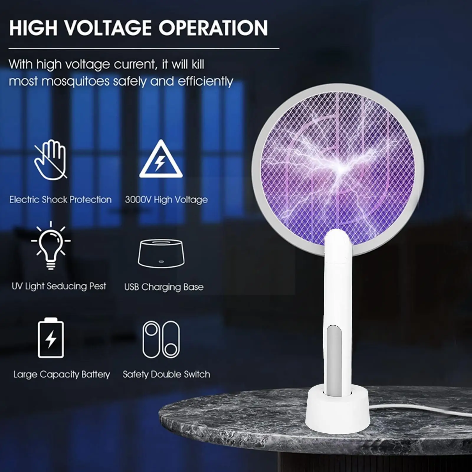 

Intelligent Electric Mosquito Killer Cordless Electric Killer Insect Swatter Mosquito Powered Zappers Bug Fly Bug Zapper Ba I1y8