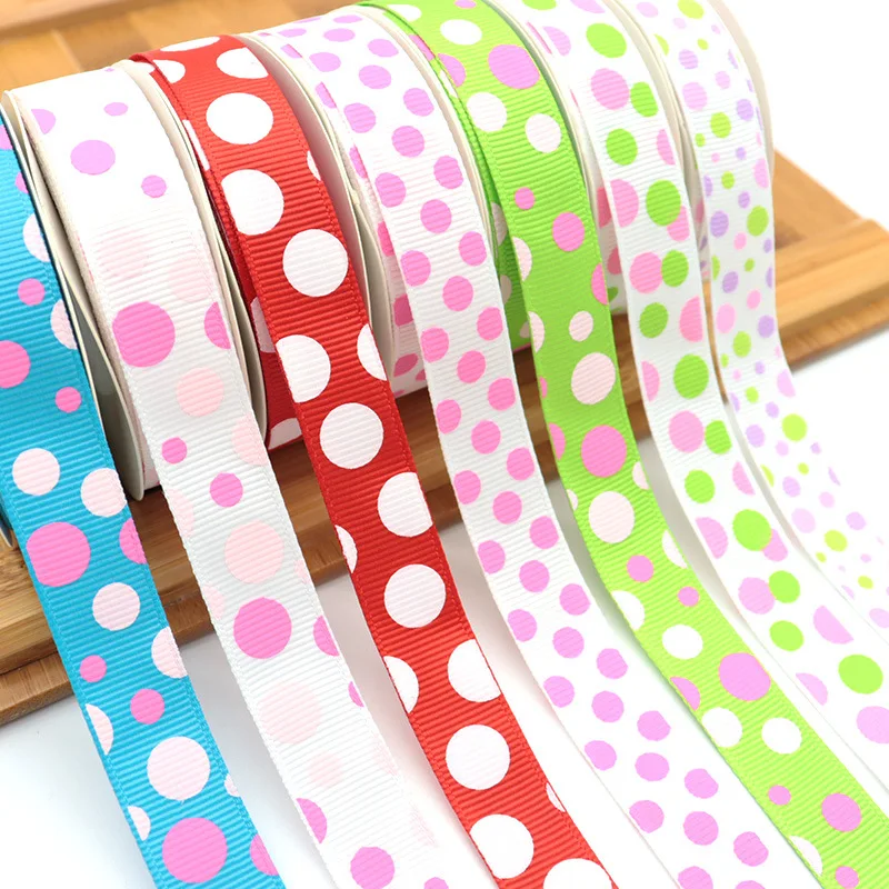 

10 Yards 1.6cm Wide Cute Dot Print DIY Decorative Ribbed Belt Clothing Accessories Handcrafted Bow Ribbon