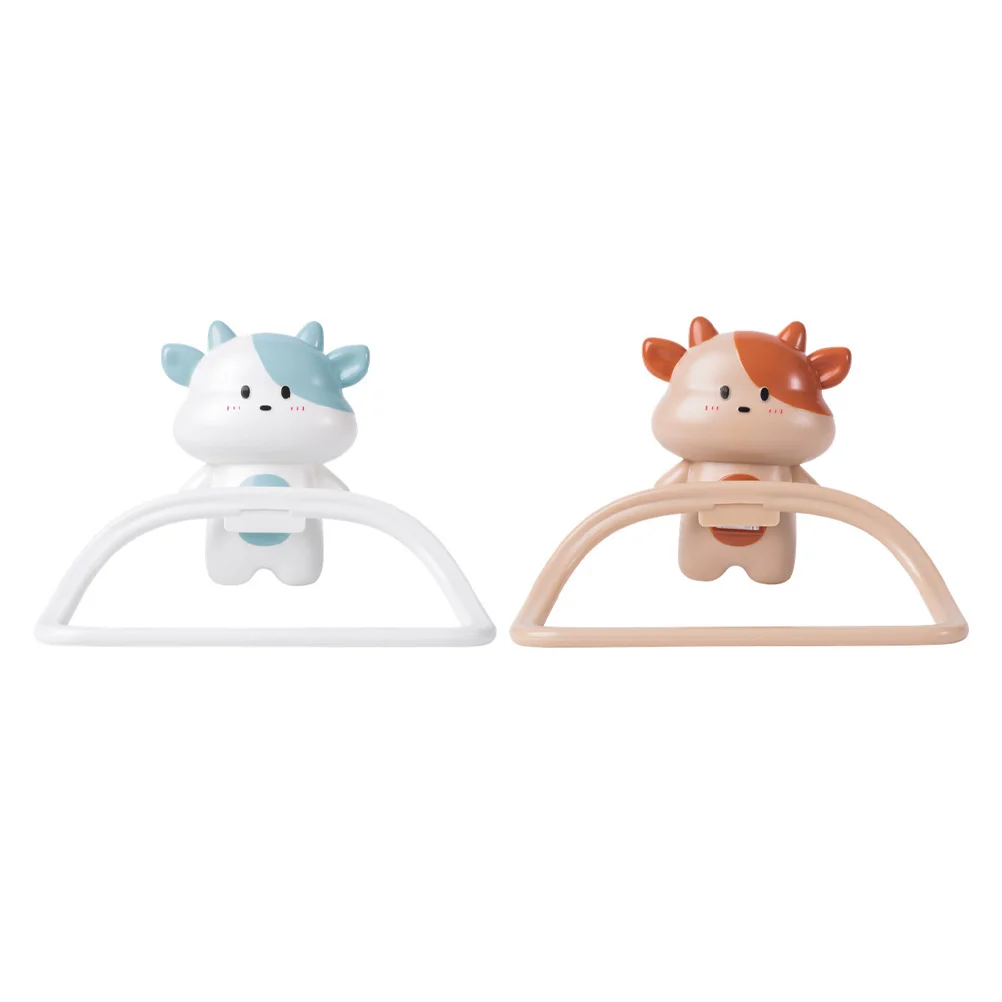 

2PCS Cartoon Pattern Kid Use Towel Hanging Rack Wall-mounted Type Storage Rack