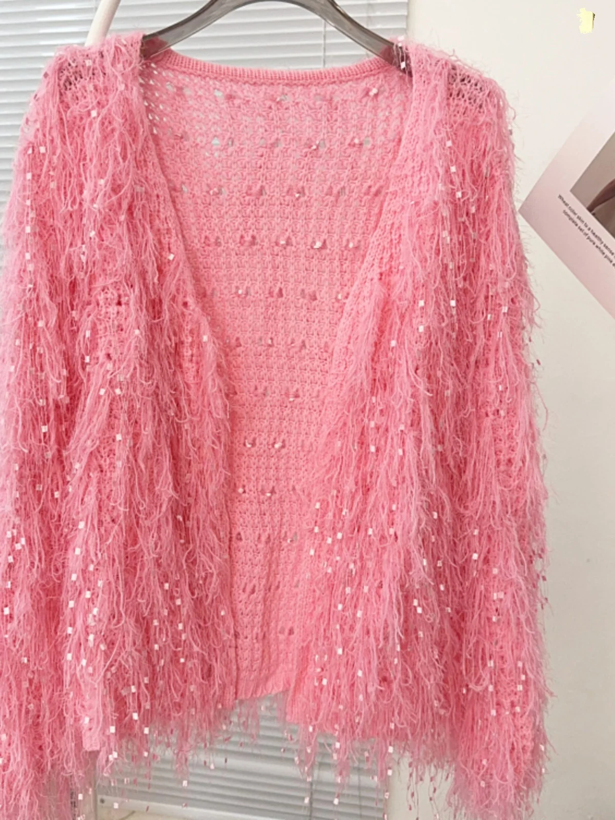 Женский Повседневный вязаный кардиган с кисточками на осень-зиму