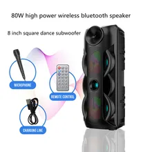 8 Inch Super High Power Outdoor Speaker Wireless Bluetooth Karaoke Subwoofer 360° Stereo Sound System Column with FM Radio AUX