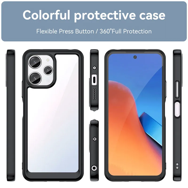 For Xiaomi Redmi 12 Case Redmi 12 Cover Colorful Soft Edge Silicone Transparent Shockproof Bumper For Redmi 12 Fundas 6.79 inch