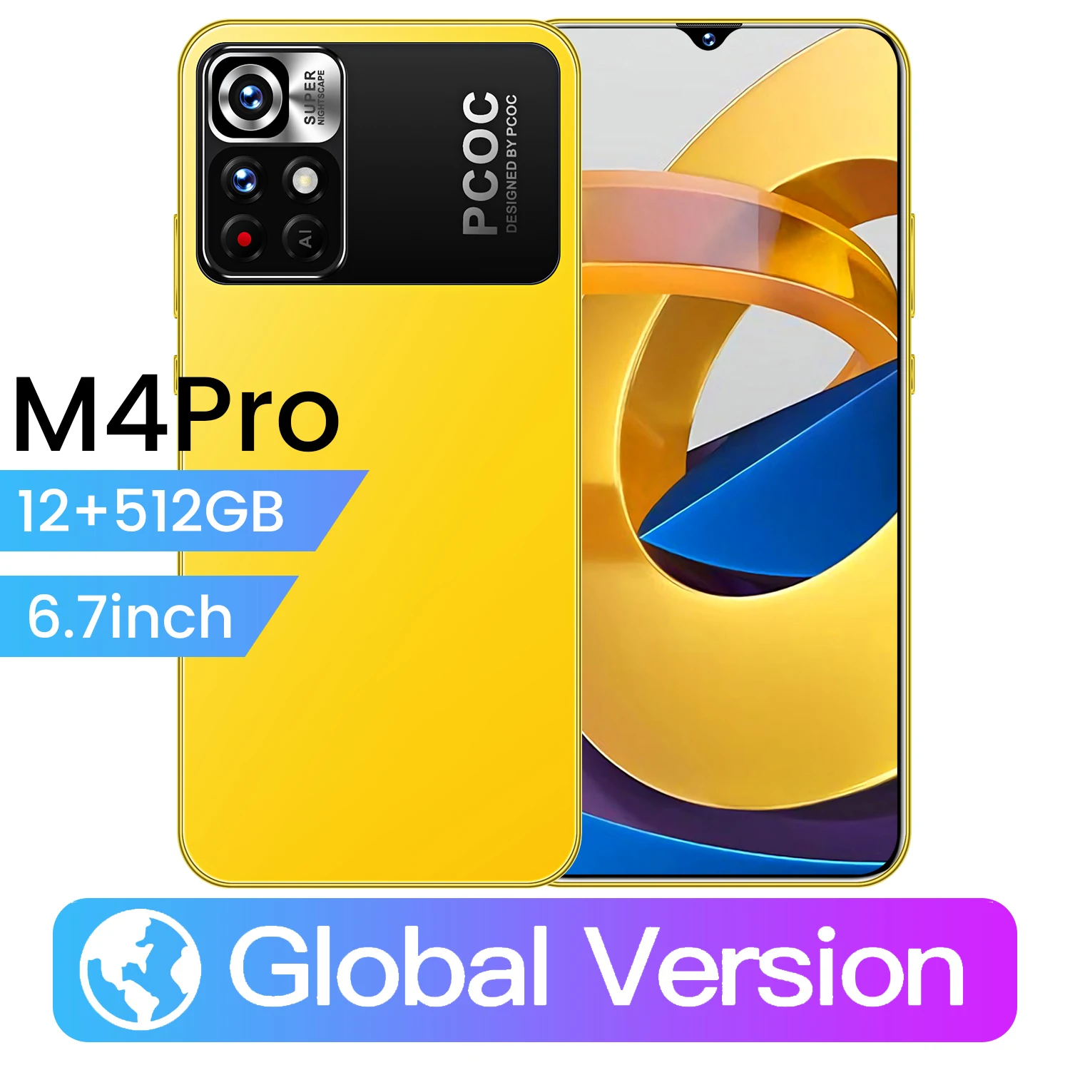 Смартфон глобальная версия PCOC M4 Pro 64 ГБ/128 ГБ MTK Dimensity 6989 90 Гц 6 7 дюйма DotDisplay
