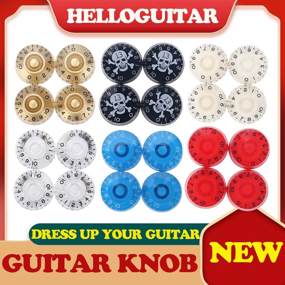 

Free Shipping 4Pcs Acrylic Guitar Bass Knobs Volume Tone Speed Control Knob Buttons for LP SG EPI Gison Style Electric Guitar