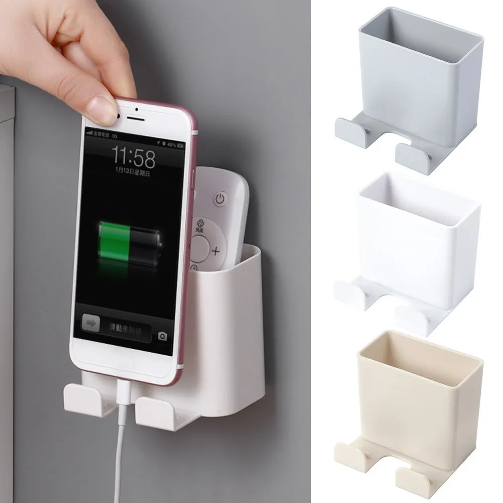 

Wall Mounted Storage Case 6.6*6.1*6.1cm Plug Holder Stand For Remote Control Mobile Phone ABS Strong Load-bearing Home Storage