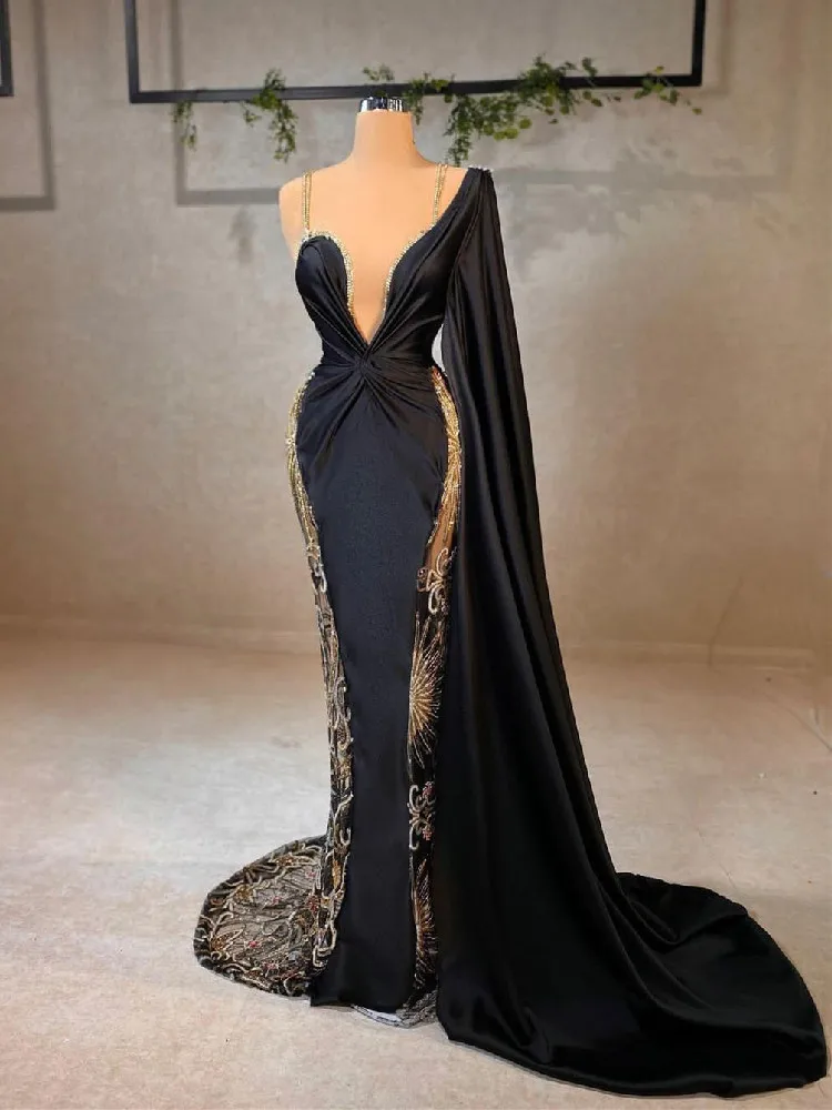 

Современные вечерние платья с юбкой-годе без рукавов с V-образным вырезом на бретельках накидка с блестками из бисера атласные платья для вы...