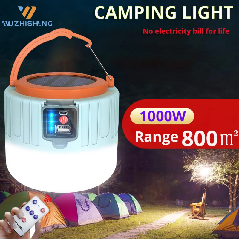10000mah Rechargeable LED Camping Light Solar Outdoor Flashlight Portable Lantern Night Emergency Bulb Work Repair Lighting BBQ