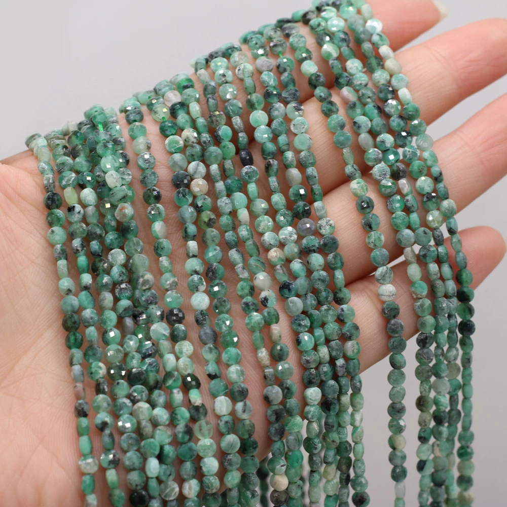 

Natural Semi-precious Stone Oblate Emerald Faceted Bead DIY Ladies Necklace Bracelet Jewelry Gifts Making 4MM
