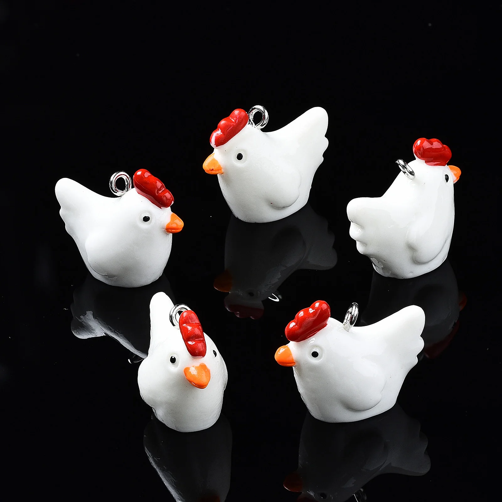 

10pcs Lovely 3D Chicken Tiny Bunny Resin Charms Animal Rabbit Duck Bear Pendant for Earring Necklace Keychain Bracelet Supplies