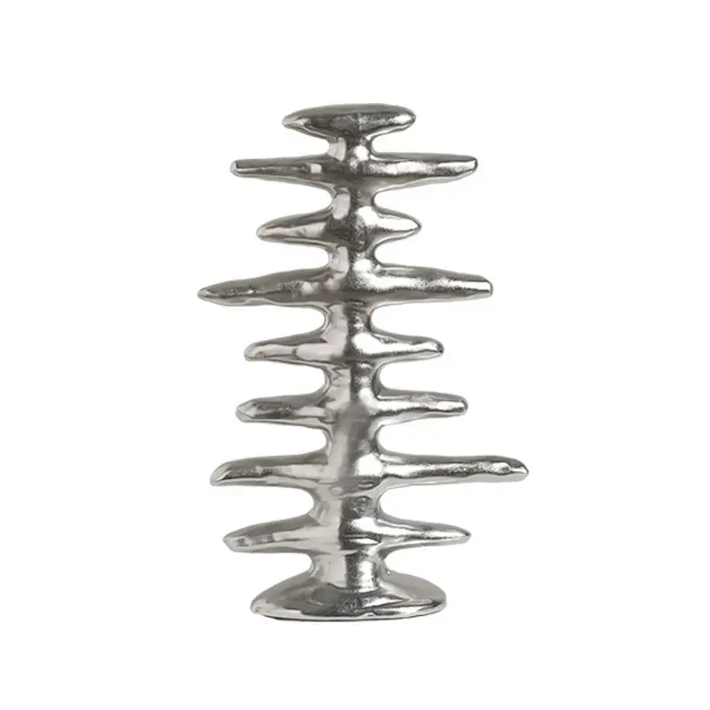 Керамическое украшение ручной работы геометрическое Серебряное в виде рыбьей