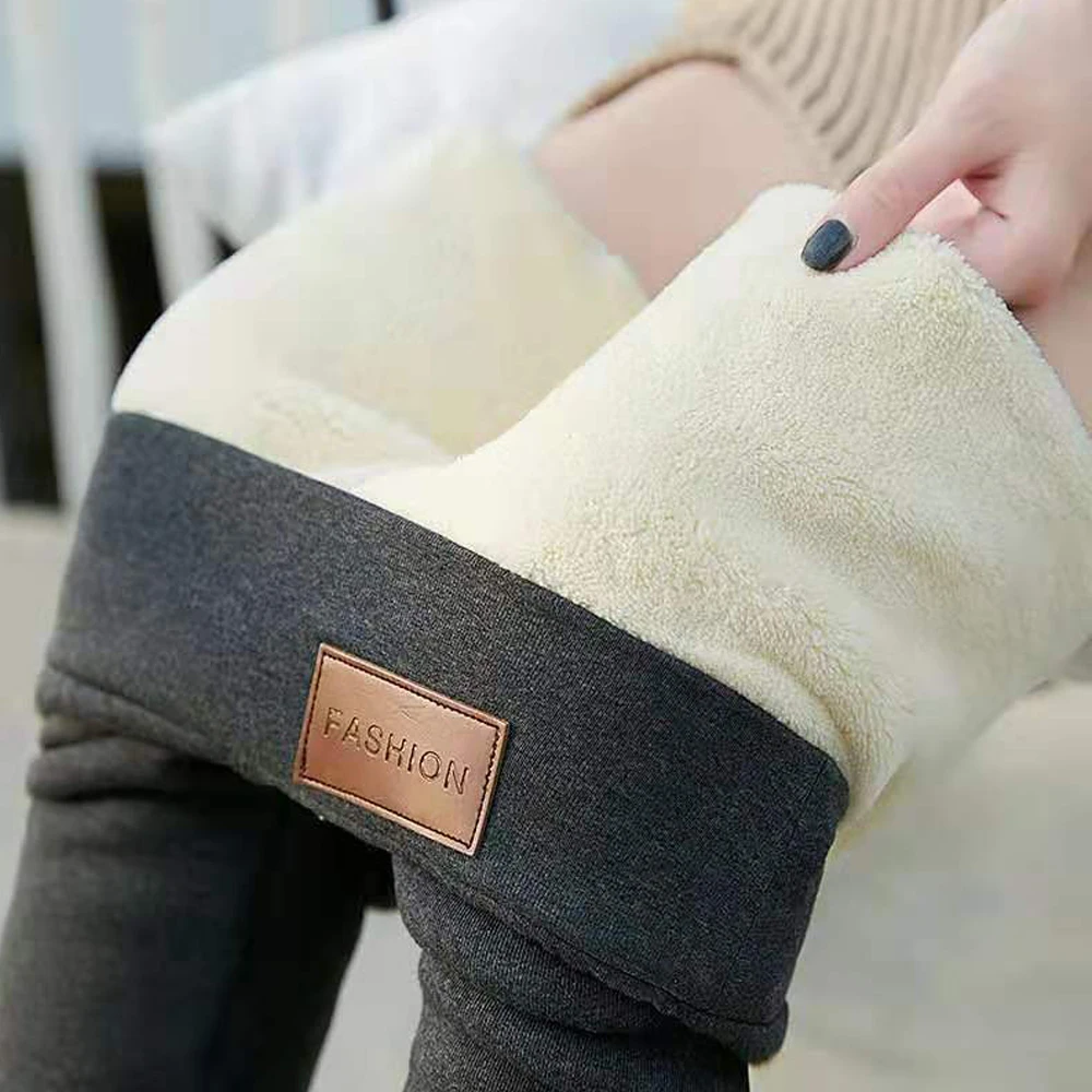 

2022 Winter Warm Leggings Women Sexy High Stretch Skinny Leggins Trouser Casual High Waist Slim Lamb Thermal Pants Thick Legging