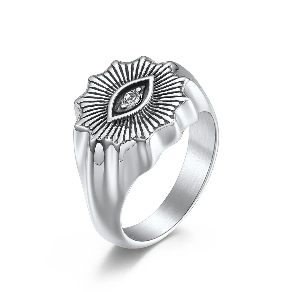 

Vintage style titanium steel niche neutral cool eye men's ring
