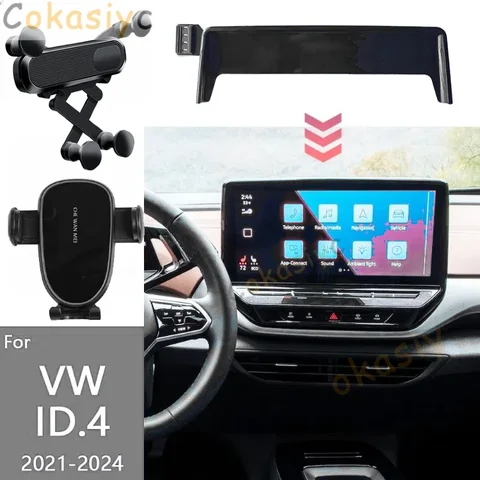 Для Volkswagen VW ID4 GTX CROZZ 2021 2022 2023 2024 держатель телефона автомобильная панель экрана фиксированная база беспроводная зарядка автомобильное гравитационное крепление