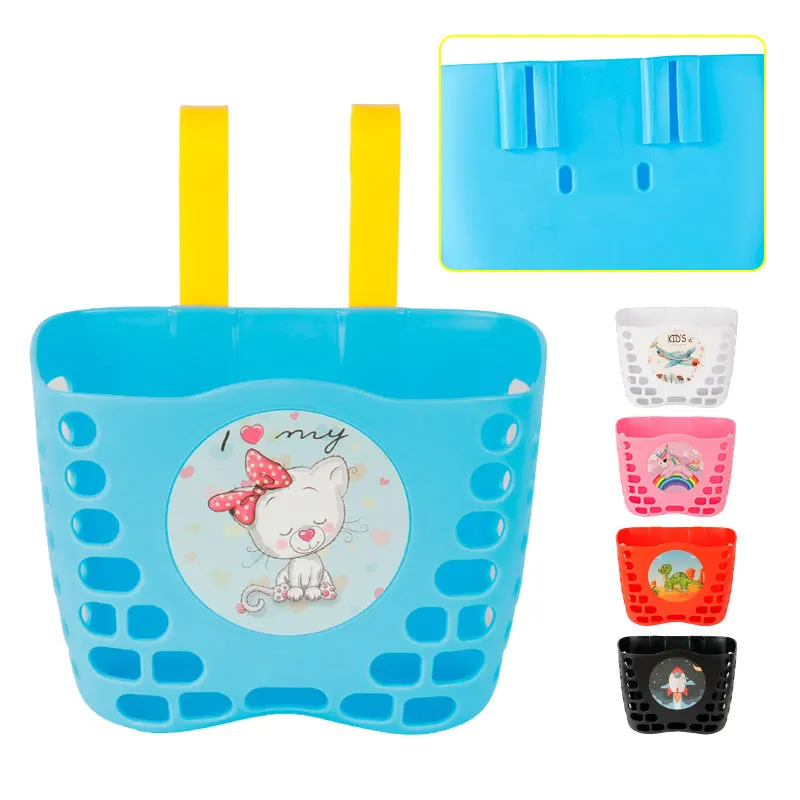 

Robust Basket for Kids Bicycle Handlebar Scooter Balance Bike Vertical Post Install Optimized Upside Down Hooks Buckle Clip