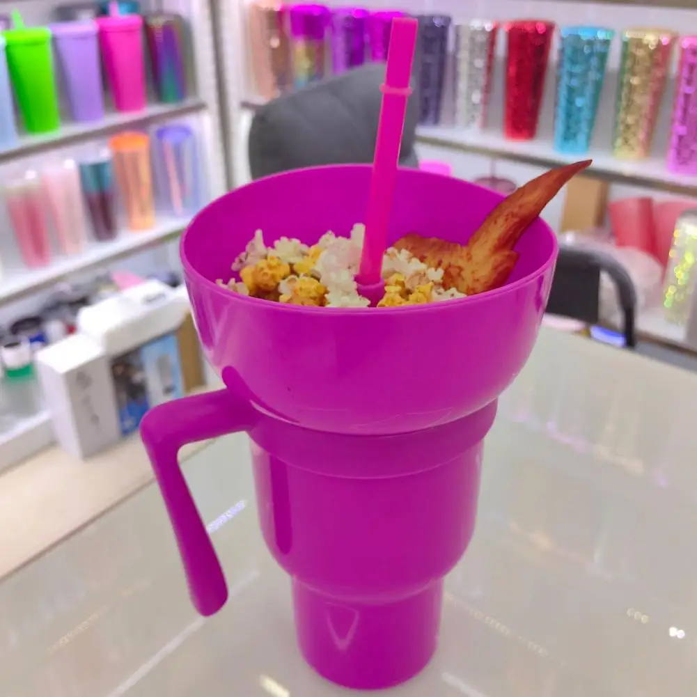 Чашка для напитков в виде попкорна с соломинкой чашка закусок Tumbler чашей