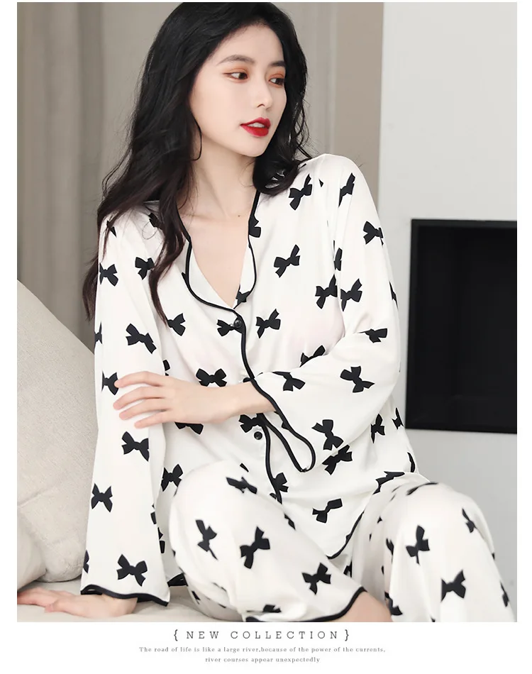 Pajamas 2022 spring and summer new simple fashion 3D digital positioning printing short-sleeved trousers women's pajamas set