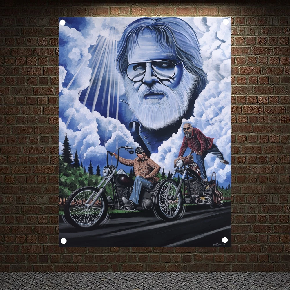 

Easy Rider Posters Banners Canvas Painting Wall Art Motorcyclist Flags Flip Chart Tapestry Mural Hanging Cloth Home Decoration