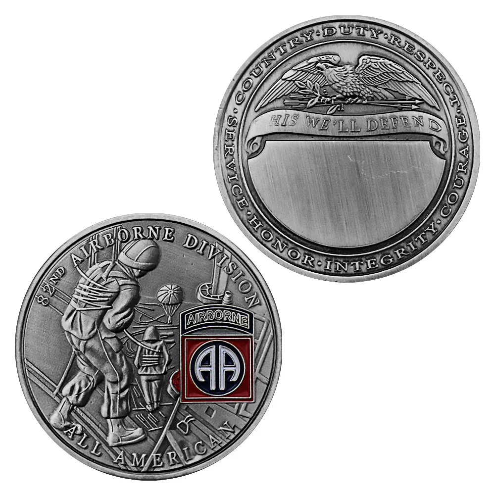 

US Army Challenge Coin 82nd Airborne Division Antique Silver Plated Souvenirs and Gifts Collectible Commemorative Coins