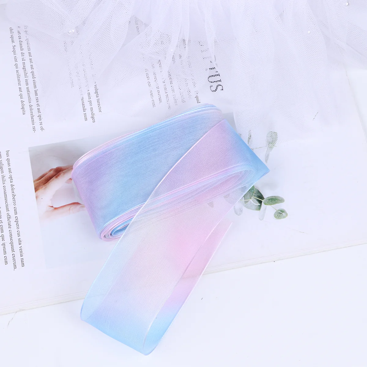 

Ribbon Ribbons Fabric Diy Rainbow Satin Printed Tulle Hairband Sash White Color Chiffon