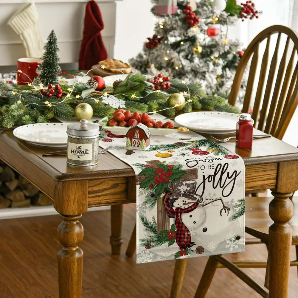 30x180 см Рождественский снеговик скатерть олень Рождественская елка с принтом