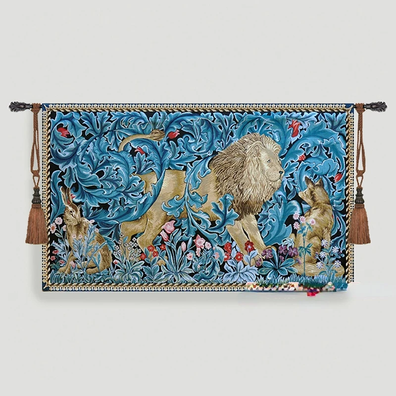 

Винельский Моррис, льв, средневековый гобелен, настенный жаккардовый тканный гобелен, украшение для дома, Aubusson Cotton 100%, размер 140*85 см