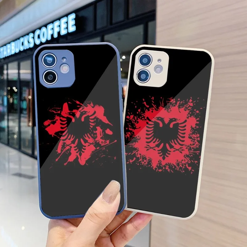 

Чехол для телефона с албанским флагом для IPhone 14, 13, 12, 11 Pro Max, X, XR, XS, 8, 7 Plus, цветной чехол с жидким стеклом