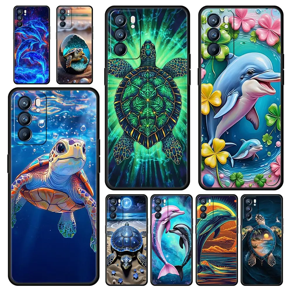 Фото Чехол для телефона Oppo A98 A80 A79 A78 A54 A53 A17 Reno 10 11 12 13 F 6 Find X5 Pro 5G, чехол с изображением морских животных, милый дельфин, морская черепаха №1