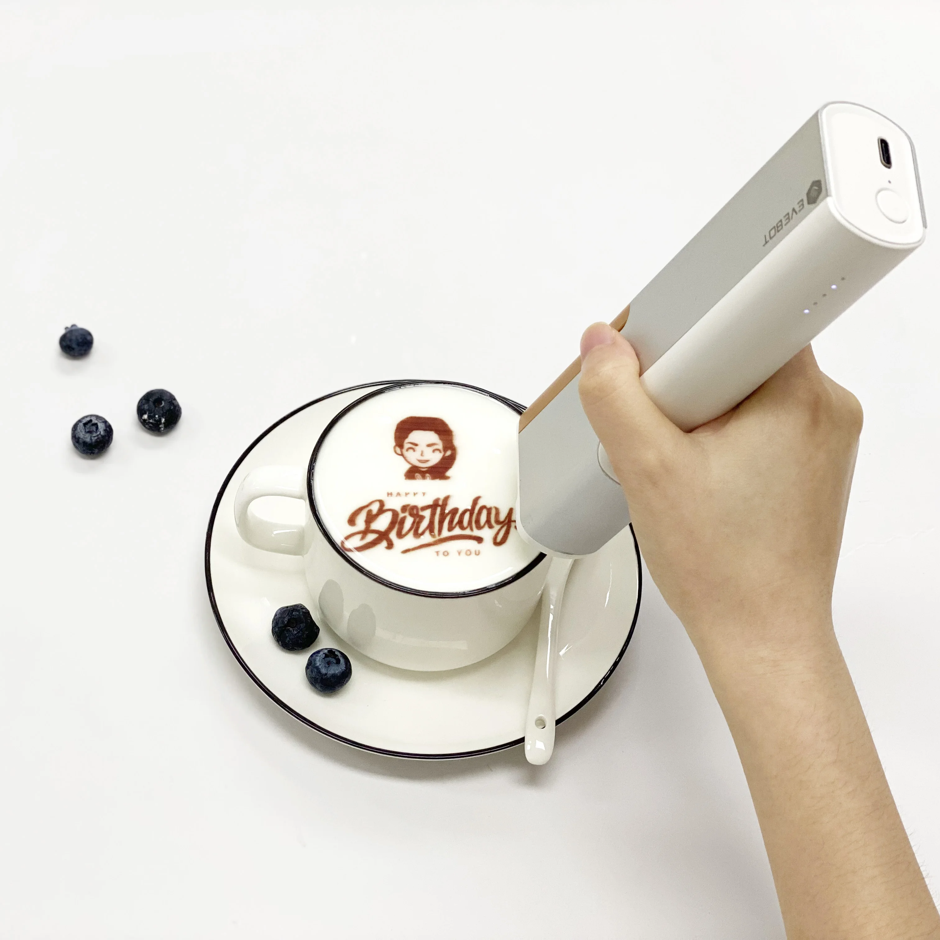 

EVEBOT PrintPen Food surface Printer Cake Macaron Inkjet Edible Digital Handheld Printer Portable Coffee Latte Art Print Machine