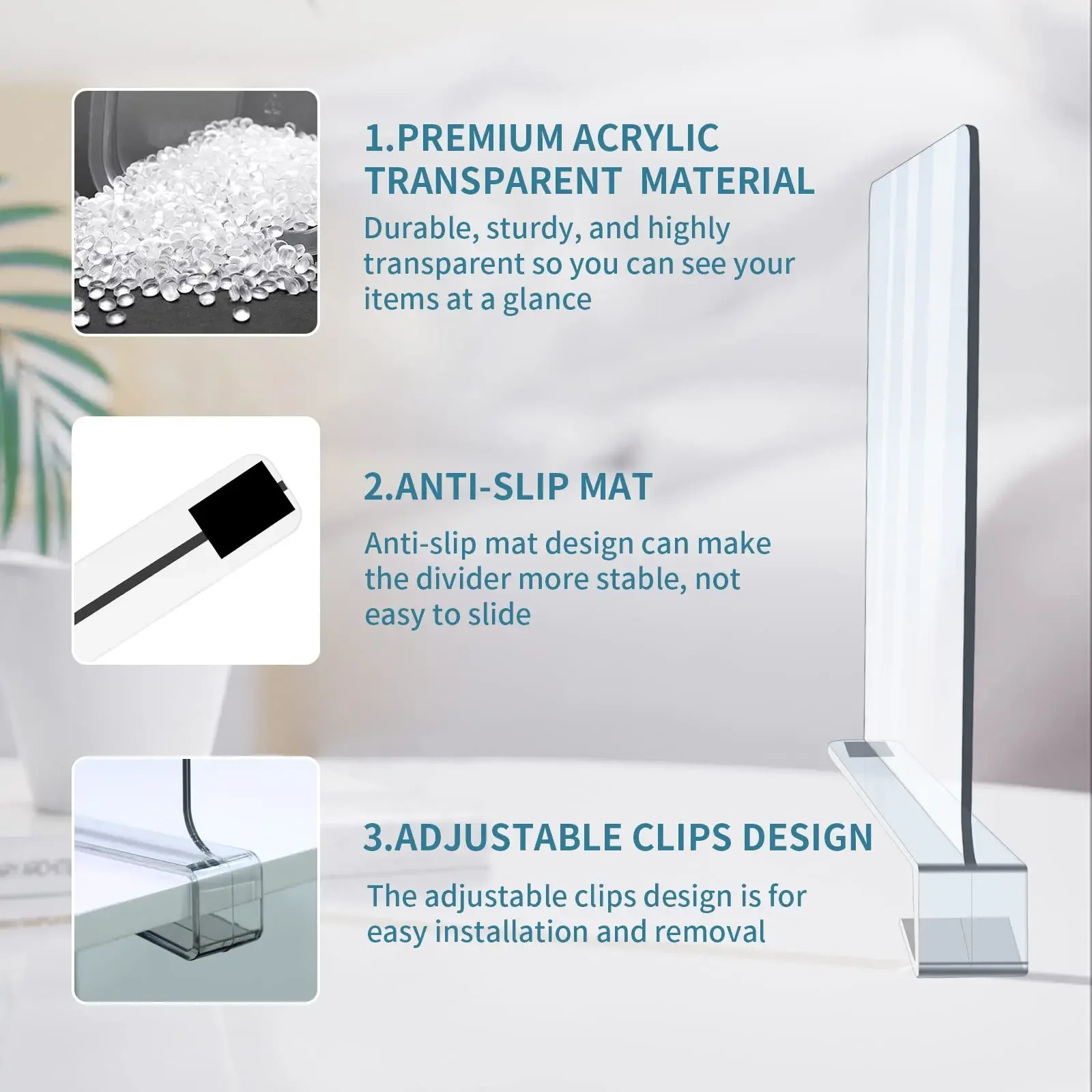 Акриловые разделители полки прозрачный разделитель для организации шкафа