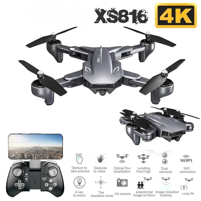 

HJ XS816 Drone 4K Dual Camera Optical Flow Quadcopter RC With 50 Times Zoom WiFi FPV Foldable Selfie DronToy