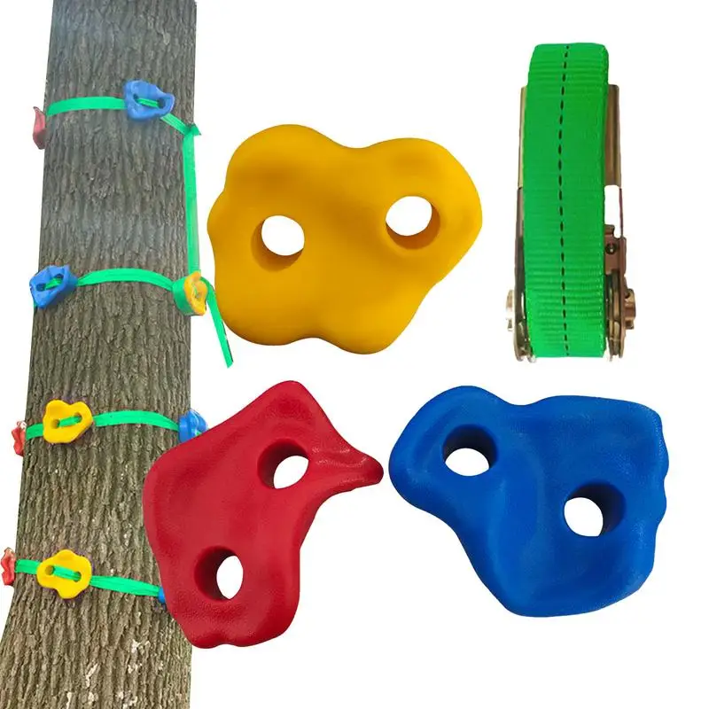 

Rock Climbing Holds Playground Game Hand Feet Hold Grip Kit Wood Wall Climbing Stones Toys For Children Kids