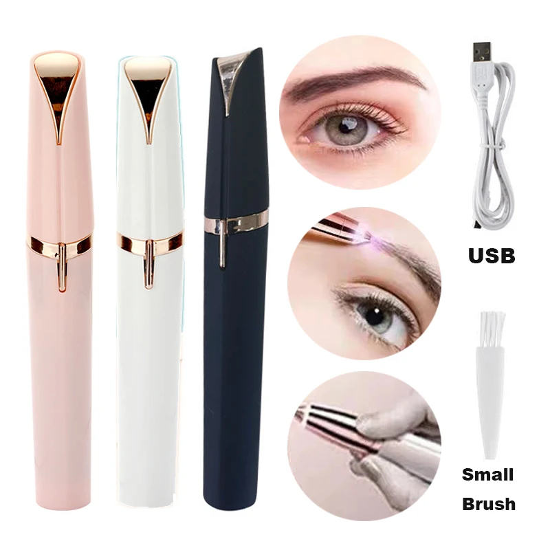 

Upgrade USB Electric Eyebrow Trimmer Painless Eye Brow Epilator Nose Hairs Mini Shaver Razors Portable Facial Hair Remover Women