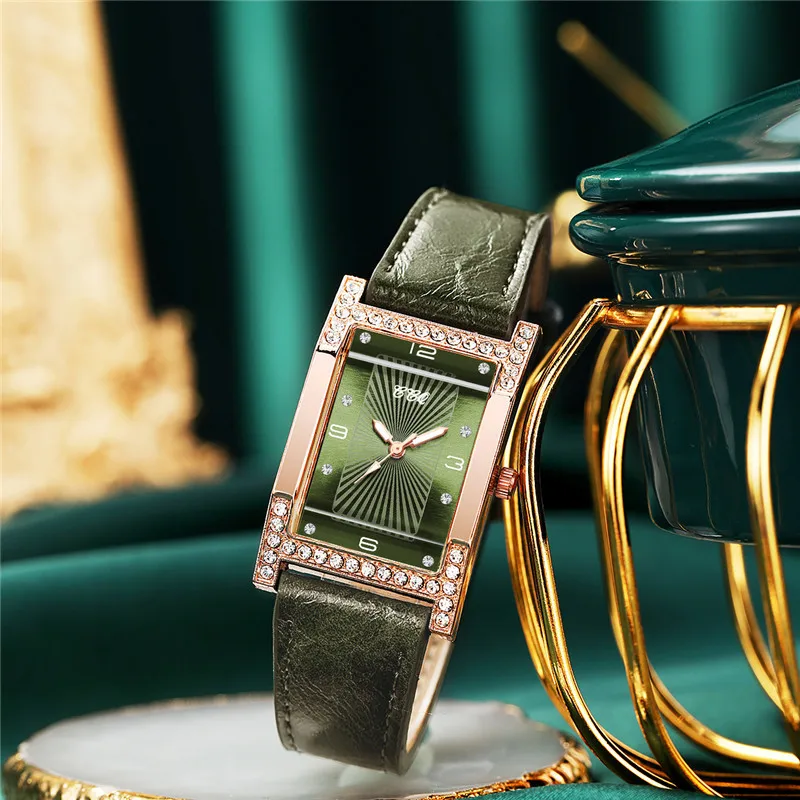 

Fashion Rectangle Women Watches Leather Strap Quartz Watch Gift Relogio Feminino Montre Femme