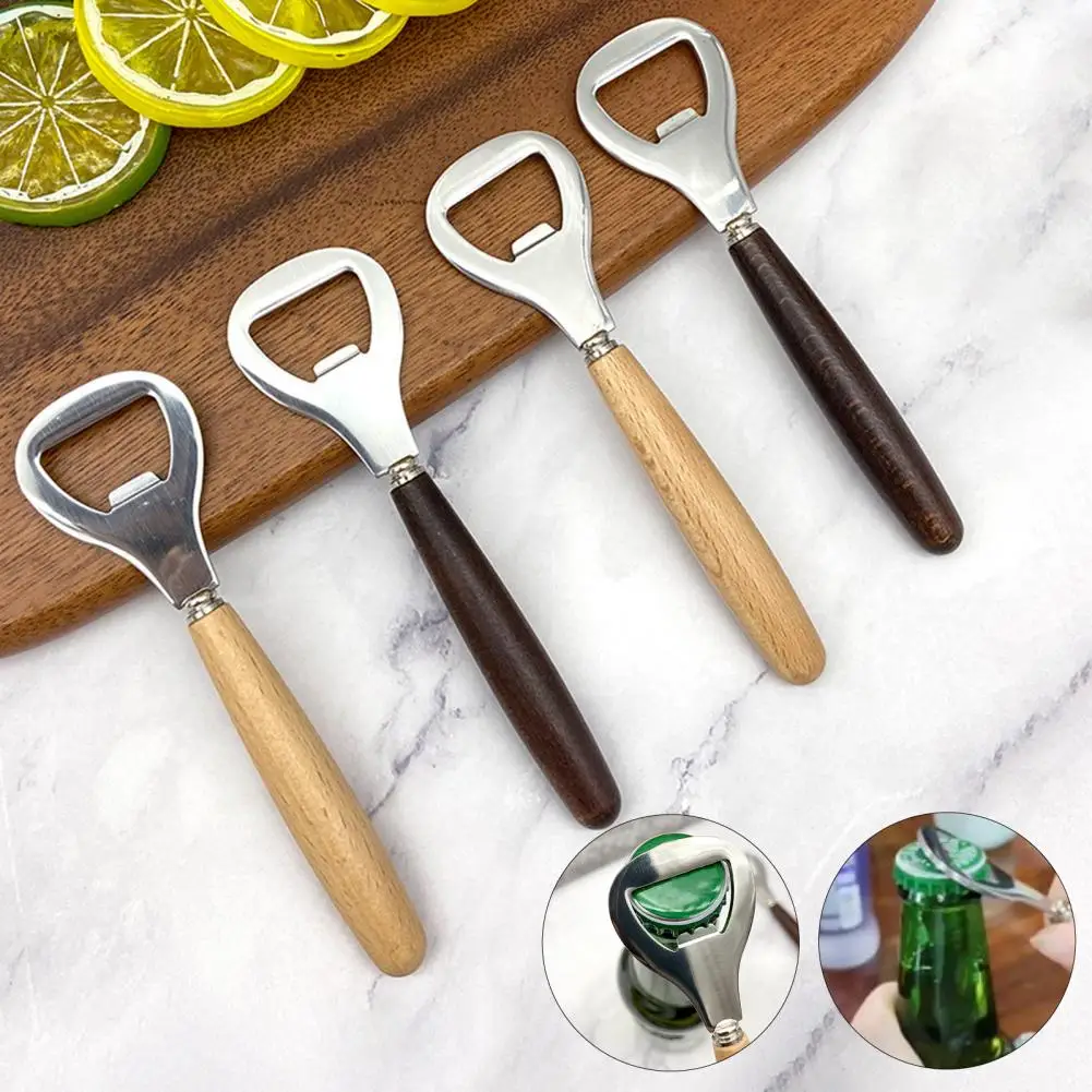 

Bottle Opener Labor-saving Strong And Sturdy Ergonomic Anti-deformed Wooden Handle Beer Can Opener Household Kitchen Bar Tools