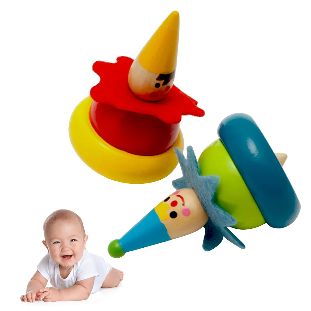 

Clown Toy Kids Topwooden Painted Gyroscopes Wood Intelligence Colored Favors Partyfillerkindergarten Toys Learning Craft