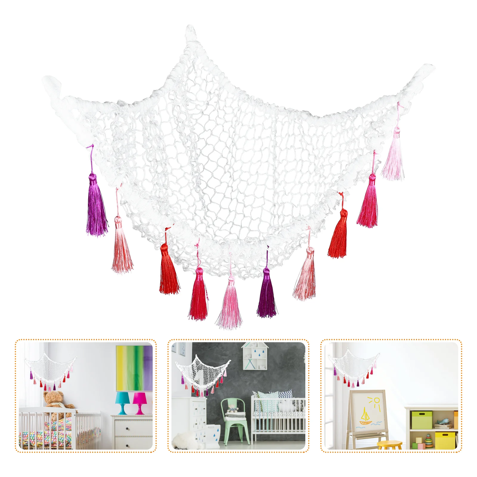 

Stuffed Plush Toy Storage Bed Corner Sling Mesh Net Holder Wall Hanging Toys Animals Organizer White Hammock