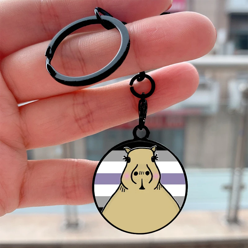 

Cute Capybara In Libra Androgyne Pride Cool Key Tag Motorcycles Car Backpack Chaveiro Keychain For Friends Key Ring Accessories