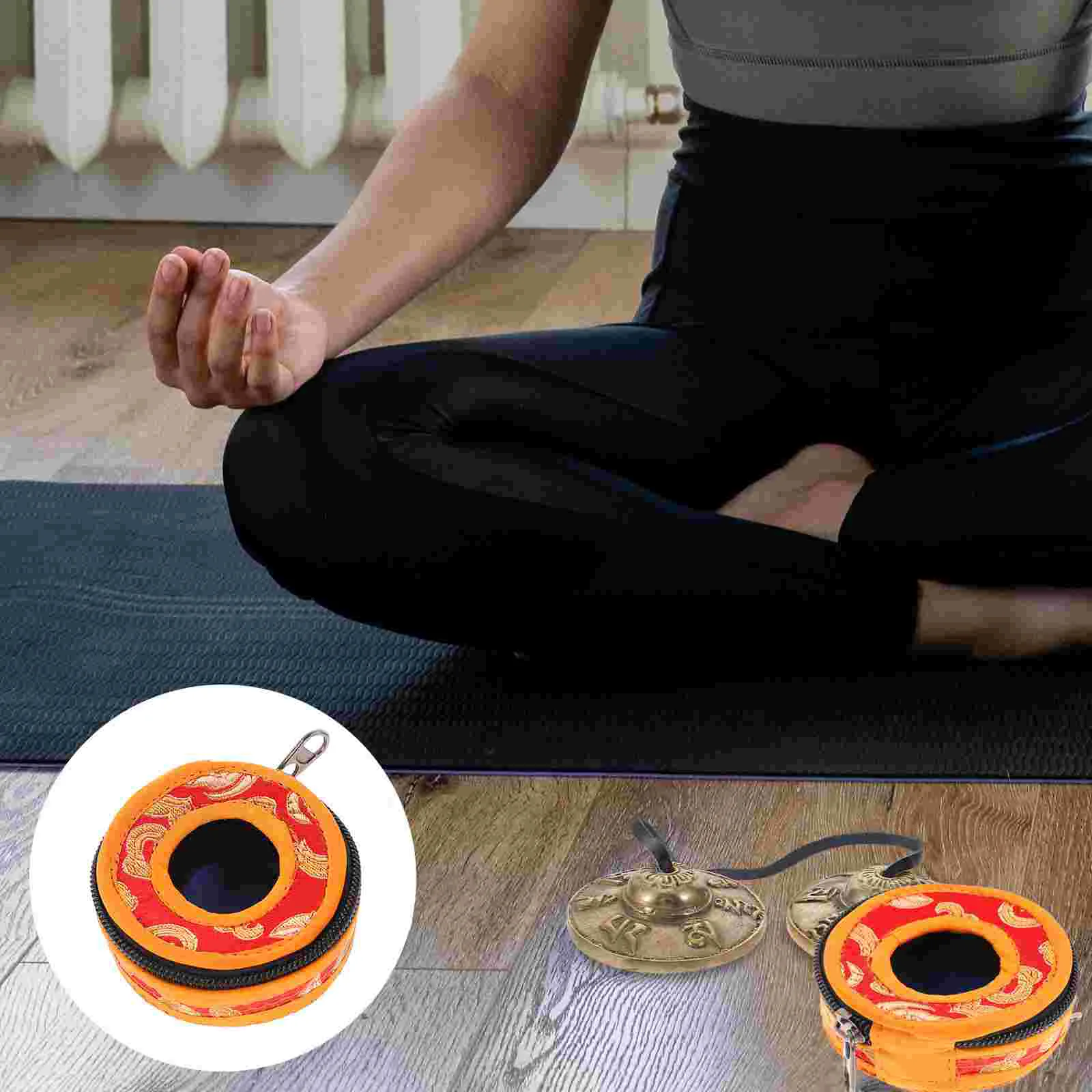 

Cotton Cloth Storage Bag Finger Cymbals Packs Handbag Inserts Organizer Pouch Meditation Bell